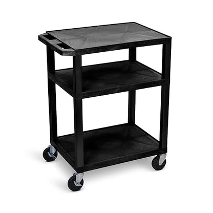 FSE Luxor 373-WT34 34"H AV Cart - Three Shelves - Black Legs