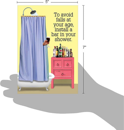 NobleWorks - Funny Happy Birthday Card with Envelope - Colorful Humor Card, Greeting Note - Shower Bar C6350BDG