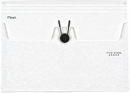 Five Star Expanding File Organizer, 6-Pocket Accordian File Organizer, Bungee Closure, Holds 11" x 8-1/2", White (350100E-ECM)