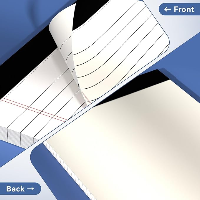 10 Pack of Legal Pad Writing Pads 5" x 8" Notepad 80gsm Recycled Paper Small Legal Pads 25 Lines Note Pads Perforated Legal Pads 30 Sheets Double-Sided Printing Legal Pads for School, College, Office