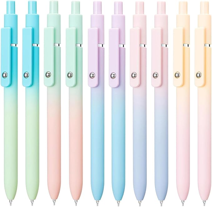 ITAWIXS Aesthetic Gel Ink Pens, 10pcs Fine Point Smooth Writing Pens, Office Desk Accessories, Cute Morandi Pens for journaling School Office Supplies, Gifts for Women and Men