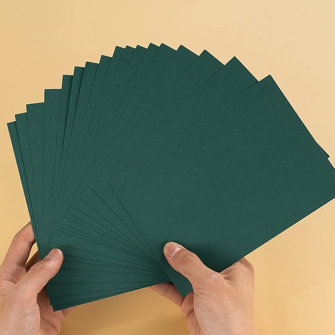 100 Pack Thick Paper Cardstock Blank Heavy Cards Stock for Invitations, Greeting Cards Making, Postcards, Photos, 250GSM Thick Paper (Dark Green, 4x6 inches)
