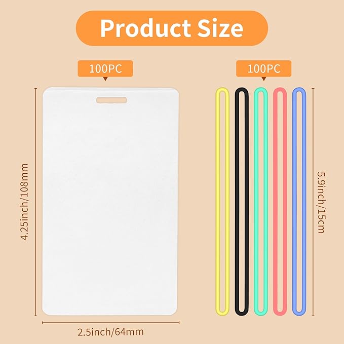 100 Pack 5 Mil Laminating Pouch with Colorful Loop 2 1/2" x 4 1/4" Luggage Tag Laminating Pouches with Slot Hole Thermal Laminate Pouch Tags Kit Resealable for Work Permits Pass Cards Student ID Cards