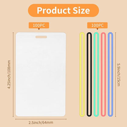 100 Pack 5 Mil Laminating Pouch with Colorful Loop 2 1/2" x 4 1/4" Luggage Tag Laminating Pouches with Slot Hole Thermal Laminate Pouch Tags Kit Resealable for Work Permits Pass Cards Student ID Cards