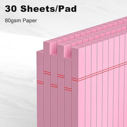6pcs Small Note Pad 5x8 College Ruled Pink Legal Pads Paper Notepads 6 Pack Study Back Writing Pads 5 x 8 Legal Pads Perforated Narrow Ruled Pads of Paper Pink