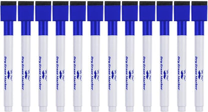 Mr. Pen Magnetic Dry Erase Markers, 12 Pack, Fine Tip, Blue with Eraser Cap