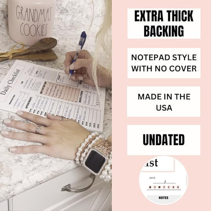 Daily Planner Notepad – ADHD Planner for Adults, Daily To Do List Pad, Undated 50 Tear-Off Sheets, 10 Sections, Thick Backing, To Do List Notepad 8.5 x 11