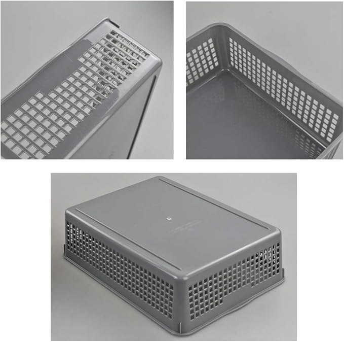 A4 Size Plastic Basket, Desktop File Storage Organization Tray, Set of 6 (Grey)