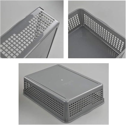 A4 Size Plastic Basket, Desktop File Storage Organization Tray, Set of 6 (Grey)