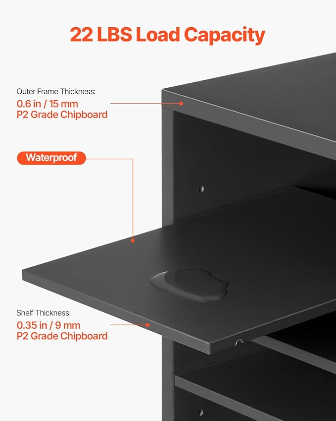 VEVOR Literature Organizer, 36 Compartments Office Mailbox with Adjustable Shelves, Wooden Mailbox Sorter Medium Density Fiberboard Office Home Classroom Storage for Files, Documents, Papers, Grey