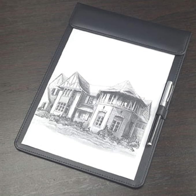 PU Leather Clipboard 13" X 9" - A4 File Clip Folder Document Organizer Writing Pad Business Card Holder - Magnetic Conference Pad with Pen Holder for Hotel Office Hospital School