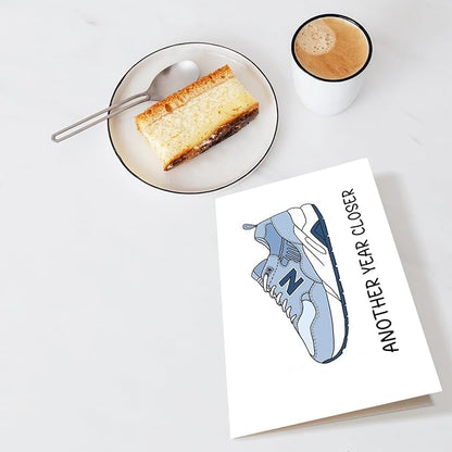 Chenive Funny Old Man Shoes Birthday Card, Humorous Birthday Card for Men, Getting Older Birthday Card for Dad Husband Boyfriend Friends, Another Year Closer Card