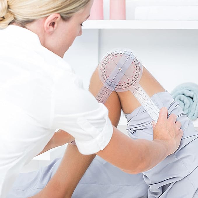 Goniometer Set 3 Pieces of 6/8/12 Inch Occupational Physical Therapy Protractor Tool Measurement Angle Ruler Kit Plastic 360 Degree Universal (3pc)