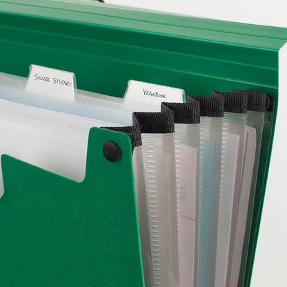 Five Star Expanding File Organizer, 6-Pocket Accordian File Organizer, Bungee Closure, Holds 11" x 8-1/2", Forest Green (350100D-ECM)
