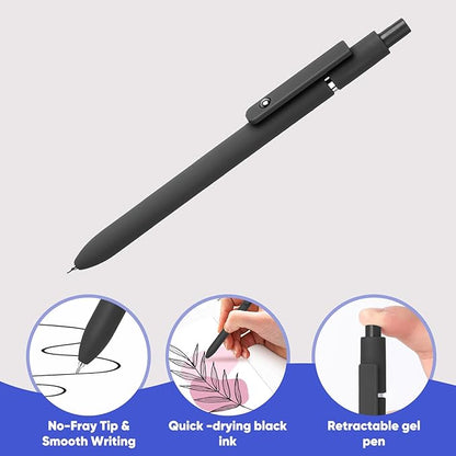 Easter Basket Stuff, Easter Gifts for Mens/Husband/Grandpa/Friends, 6PCS Elegant Black Gel Pens, Cool Construction Accessories for Dad Boyfriend, Birthday Gifts for Men/Him (6PCS Elegant Black)