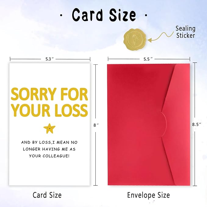 Funny New Job Congrats Card for Coworker, Cheeky Going Away Card, Leaving Gift for Work Bestie, Goodbye Card for Your Colleague, Sorry For Your Loss
