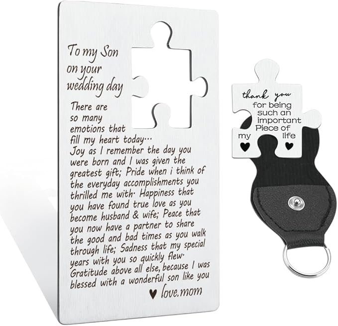 llxxeyopqdxz Son Wedding Gifts From Mom, Engraved Wallet Insert Card for Son on Wedding Day, Groom On Wedding Day Card Gift, Son Wallet Card from Mother, Cute Wedding Gifts for Son,(45)