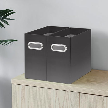 Oterri File Organizer, Small Storage Box, Cardboard File Folder Organizer, Collapsible File Box, Hanging File Organizer for Letter Size, Portable File Box, Only Box (Gradient Dark Grey,2 Packs)