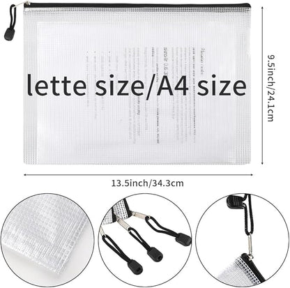 EOOUT 24pcs Mesh Zipper Pouch Bags, Plastic Zipper Bag for Organizing 13.5x9.5 Inches Letter Size, A4 Size, for Office Supplies