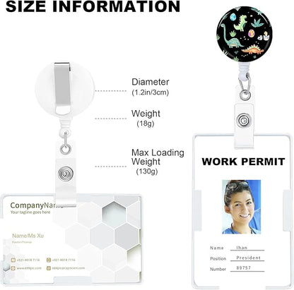 Cute Dinosaur Badge Reels Holder Retractable with ID Clip for Nurse Name Tag Card Nursing for Doctor Teacher Student Employee Office Medical Work