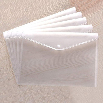 Clear Document Folders Transparent Filing Envelopes Waterproof Plastic Envelopes File Holder Filing Document Poly Envelope with Snap Button Closure for A4 Letter Paper Size (5 Pcs)