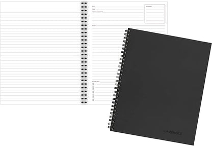 Cambridge Notebook, Business Notebook, 8-1/4" x 11", 80 Sheets, Ruled, Meeting Notes, Flexible Cover, Wirebound, Gray (06132)