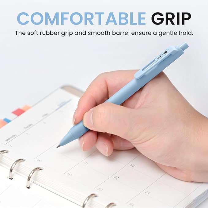 Gel Pens, 6 Pcs Quick Dry Blcak Gel Ink Pens, 0.5mm Fine Point Smooth Writing Pens for Journaling and Note Taking, Cute Aesthetic Pens for Women & Men-Pastel