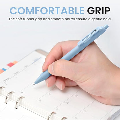 Gel Pens, 6 Pcs Quick Dry Blcak Gel Ink Pens, 0.5mm Fine Point Smooth Writing Pens for Journaling and Note Taking, Cute Aesthetic Pens for Women & Men-Pastel