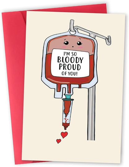 Sweet Medical Card Gift for Nurse Doctor Pharmacy, Funny Medical Graduation Card, Hematologist Card, Cute Blood Card, I'm So Bloody Proud Of You Card