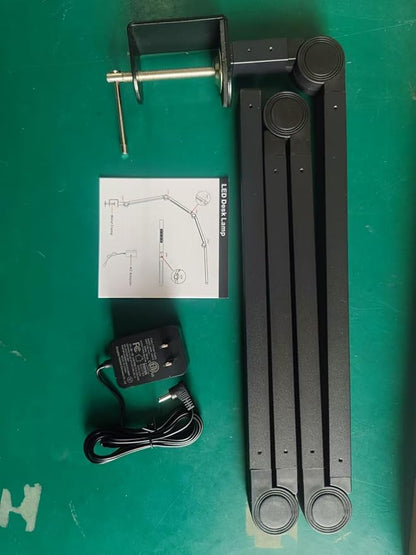 LED Desk Lamp with Clamp,Adjustable Swing Arm Desk Lamps for Home Office,24W Super Bright Auto Dimming Desk Lamp 3500-6000 Dimmable Temperature Control LED Desk Lamp