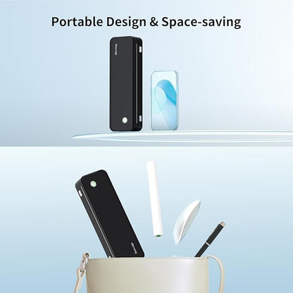 300DPI Portable Printer Wireless for Travel, Inkless Small Bluetooth Printers for Home Use, Compatible with Mobile Phone & Laptop, Support 8.5 x 11 Inch & A4 Thermal Printer Paper, Black