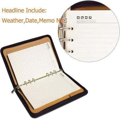 SAYEEC A5 Executive Conference Folder Business Notebook Zipped Organizer with Calculator Travel Portfolio binder Faux Leather Loose Leaf Paper Lined Refillable Journal Gift for Men