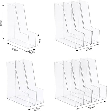 Vertical File Holder, PET Desk Organizer, Multi-purpose Plastic Document Storage Bins for Magazines, Binders, Notebooks, Envelopes, 2 Pack