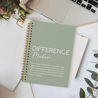 Difference Maker Gift, Difference Maker Definition Spiral Notebook Journal, Motivational Notebooks, Thank You Gifts for Women Men Teacher Coworkers, Hardcover Spiral Notebook 5.5x8.3(Green)