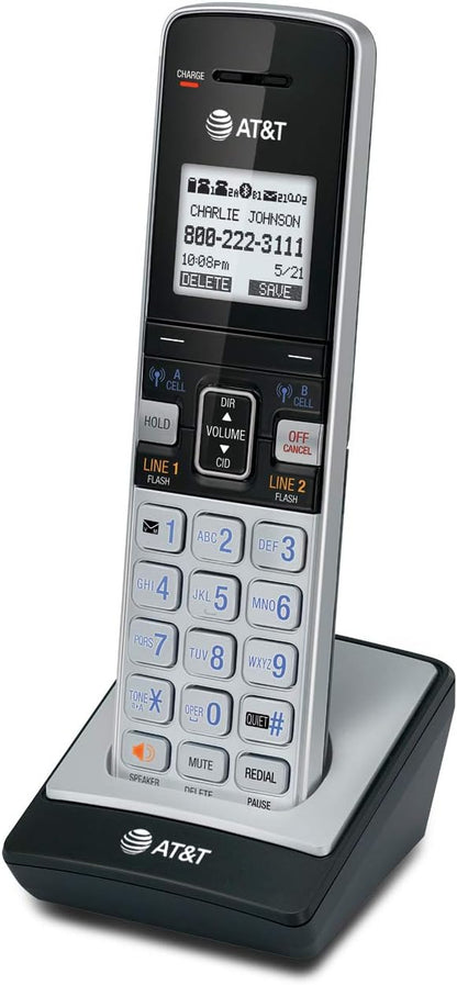 AT&T TL86003 Accessory Cordless Handset, Silver/Black | Requires AT&T TL86103 to Operate