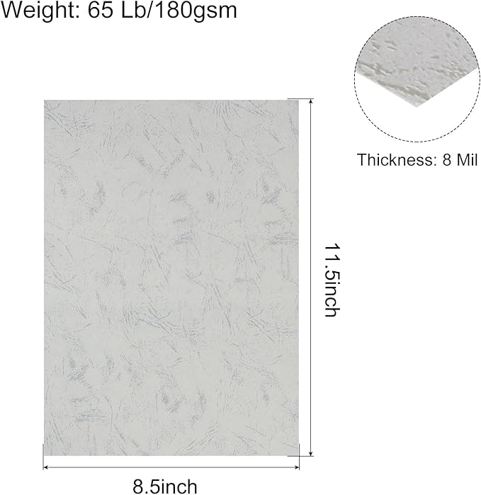MECCANIXITY 100pcs A4 8-1/2 x 11.5 Inch Presentation Binding Covers Letter Size Leather Textured Grain Paper Un-Punched for Business Reports, Pale Gray
