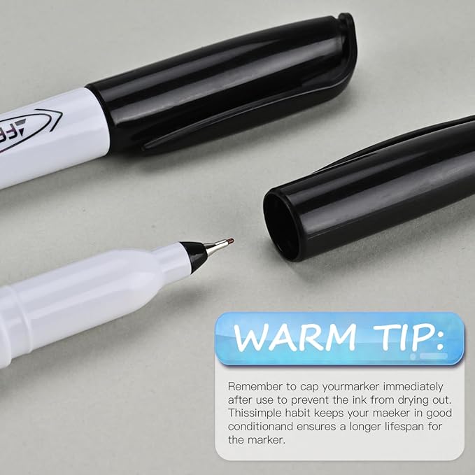 Permanent Markers, Ultra Fine Point, Black, 150 Count, 0.4mm, Fine tip permanent marker set, quick dry, waterproof, fading resists, durable, marks on paper, glass, ceramic, plastic, wood, rock, metal