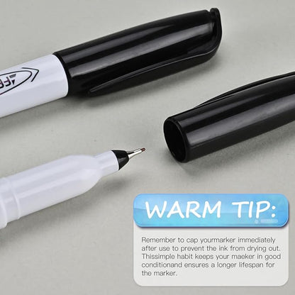 Permanent Markers, Ultra Fine Point, Black, 150 Count, 0.4mm, Fine tip permanent marker set, quick dry, waterproof, fading resists, durable, marks on paper, glass, ceramic, plastic, wood, rock, metal