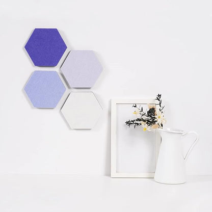 LAJAR 8 Pcs Hexagon Felt Bulletin Board Tiles, Self Adhesive Felt Pin Board Wall Tiles for Photos, Pictures, Memos (Purple)