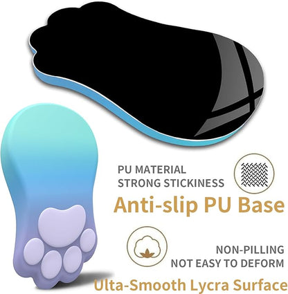 Ergonomic Mouse Pad with Wrist Rest,Cute Cat Paw Mousepad Wrist Support,Comfortable Massage Design Computer Pain Relief Mouse Pad with Non-Slip PU Base for Desk Laptop Gaming,Purple&Green