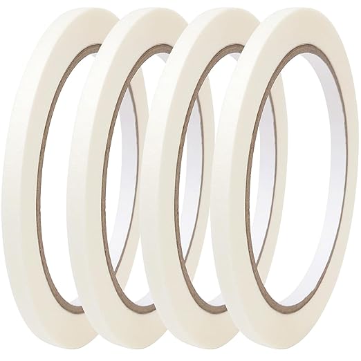 4 Pack White Artist Tape - Art Masking Tape for Watercolor Paper, Canvas Acrylic Painting, Curves, Framing, Paint, Gouache, Console - Acid Free Drafting Tape 1/4" (0.25") Wide - 360FT Total