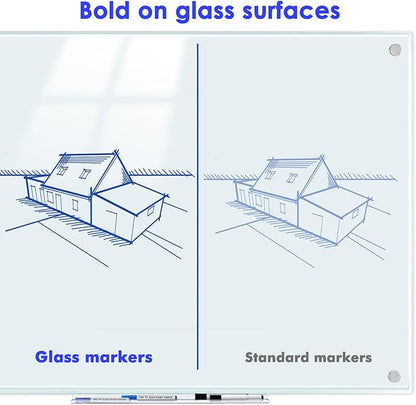 Maxtek Dry Erase Markers Fine Tip, Glass Board Markers for Glass, Window, Acrylic, Planning Board, 1mm Fine Points, 8 Bold Colors