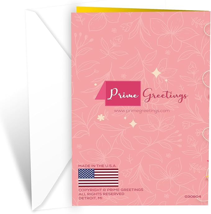 Prime Greetings Birthday Card For Sister, Made in America, Eco-Friendly, Thick Card Stock with Premium Envelope 5in x 7.75in, Packaged in Protective Mailer