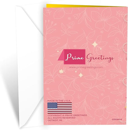Prime Greetings Birthday Card For Sister, Made in America, Eco-Friendly, Thick Card Stock with Premium Envelope 5in x 7.75in, Packaged in Protective Mailer