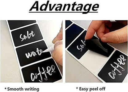 Wavy Shape Chalkboard Labels,Erasable Reusable Blackboard Stickers with 1 Liquid Chalk Pen,150 Pieces,for Jars, Spice, Craft, Home, Kitchen, Parties Decoration, Craft Rooms, Weddings