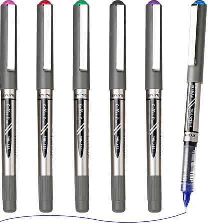 EYEYE Multicolor Rollerball Pens 0.7mm, 6 Assorted Colors Roller Ball Pen Medium Point Quick Dry, Liquid Ink Pen Fine Point Smooth Writing Pens for Journaling, Note Taking, Office, Doodling & Gifts