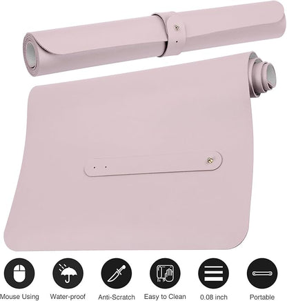 ‎Boutilon Leather Mouse Pad,Extended Desk Pad for Keyboard and Mouse Non-Slip Study Desk Writing Pad Desktop Protector for Home Office Accessories,30"x 14"(M-Light Pink)