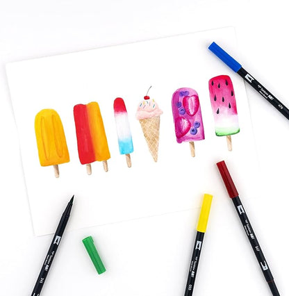 Tombow Dual Water Based Markers, Twin Tip, Primary Palette Assorted Inks, 10/Pack (56167)