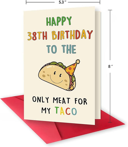 Funny 38th Birthday Gifts for Men Man, Unique 38 Years Old Birthday Decorations Gifts for Husband Boyfriend, Happy 38th Bday Card for Him, Taco 38 Mens Bday Ideas from Wife Girlfriend