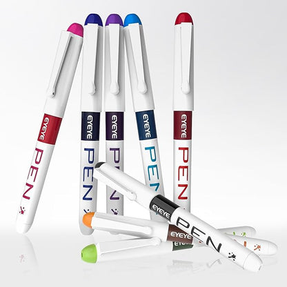 EYEYE Fountain Pens for Writing, 8 Pack Assorted Colors Fine Point Disposable Fountain Pens Stainless Steel Nib, Smooth Writing for Calligraphy, Journaling, Drafting, Sketching, Doodling & Gifts